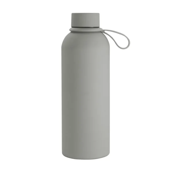 Botella térmica RUBBY de acero inoxidable doble pared 480 ml con asa de silicona y caja kraft