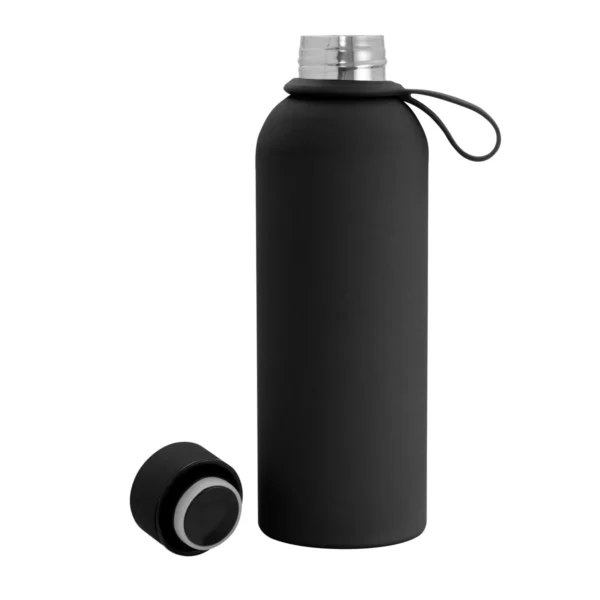 Botella térmica RUBBY de acero inoxidable doble pared 480 ml con asa de silicona y caja kraft