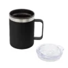 Mug DIANA de doble pared en acero 201 con tapa transparente y base antideslizante, capacidad 450 ml