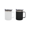 Mug DIANA de doble pared en acero 201 con tapa transparente y base antideslizante, capacidad 450 ml