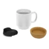 Taza sublimable MIKA de cerámica gres con tapa negra, base de corcho y acabado mate, capacidad 380 ml