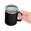 Mug DIANA de doble pared en acero 201 con tapa transparente y base antideslizante, capacidad 450 ml