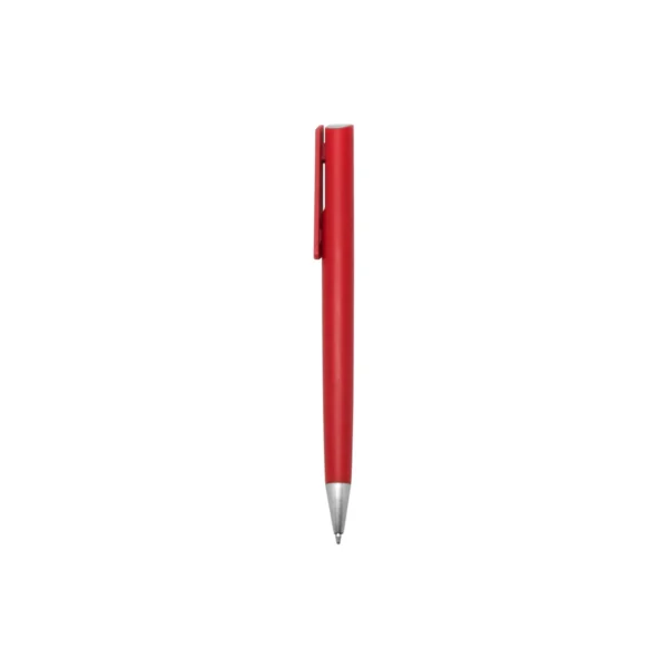 Bolígrafo Perso de cuerpo plástico de color con clip pulsador y punta plata, tinta negra, para personalizar con logotipo de empresa