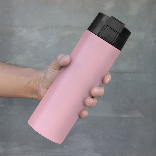 Botella térmica ALLY de acero inoxidable doble pared 450 ml con tapa PP y acabado mate, presentada en caja kraft