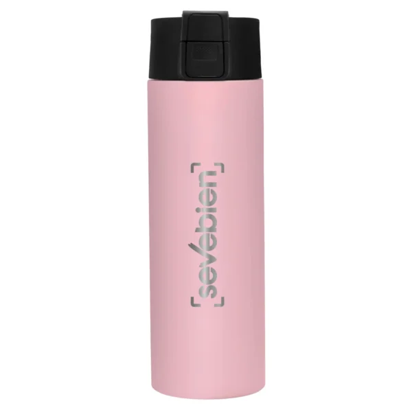 Botella térmica ALLY de acero inoxidable doble pared 450 ml con tapa PP y acabado mate, presentada en caja kraft