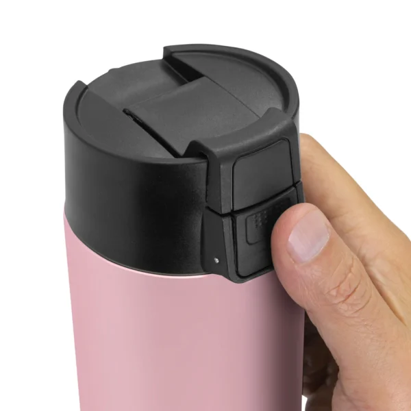 Botella térmica ALLY de acero inoxidable doble pared 450 ml con tapa PP y acabado mate, presentada en caja kraft