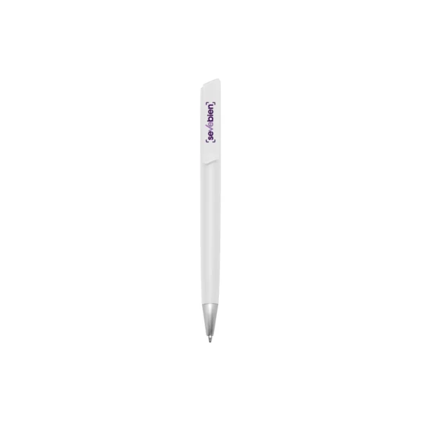 Bolígrafo Perso de cuerpo plástico de color con clip pulsador y punta plata, tinta negra, para personalizar con logotipo de empresa