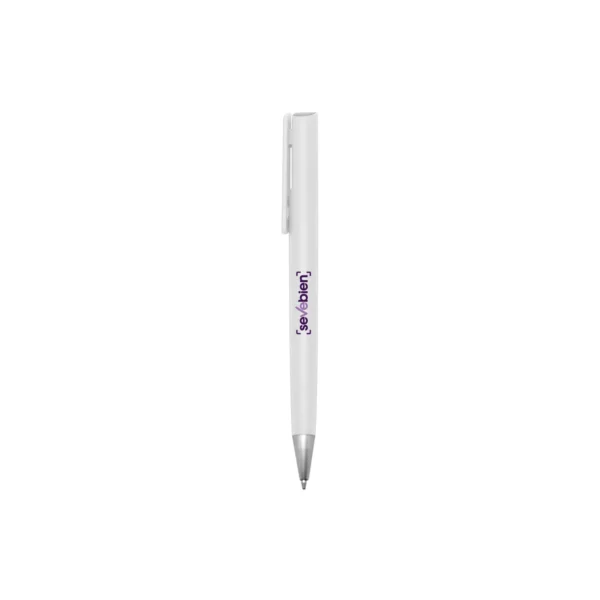 Bolígrafo Perso de cuerpo plástico de color con clip pulsador y punta plata, tinta negra, para personalizar con logotipo de empresa