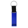 Llavero destapador OPENER de aluminio con correa de poliéster negro y acabado brillante, personalizable con logo empresarial