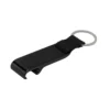 Llavero destapador OPENER de aluminio con correa de poliéster negro y acabado brillante, personalizable con logo empresarial