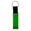 Llavero destapador OPENER de aluminio con correa de poliéster negro y acabado brillante, personalizable con logo empresarial