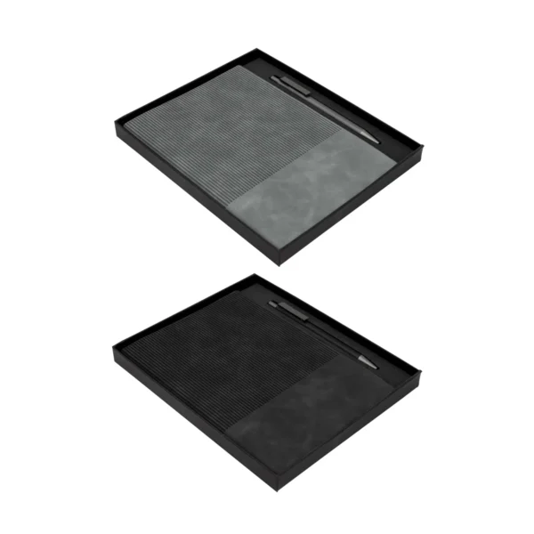Set ejecutivo SENSE con bolígrafo de aluminio y libreta de poliuretano en caja de regalo negro mate