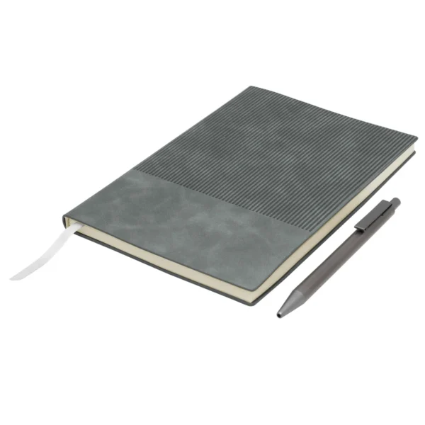 Set ejecutivo SENSE con bolígrafo de aluminio y libreta de poliuretano en caja de regalo negro mate