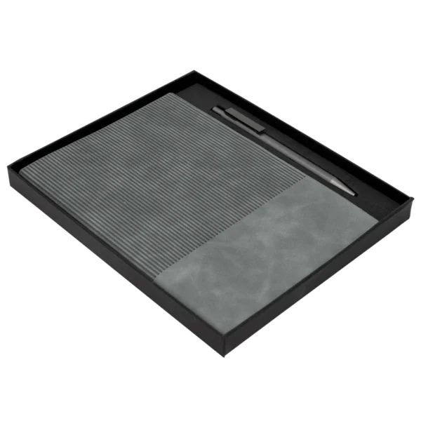 Set ejecutivo SENSE con bolígrafo de aluminio y libreta de poliuretano en caja de regalo negro mate