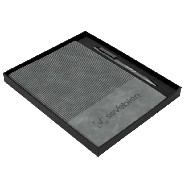 Set ejecutivo SENSE con bolígrafo de aluminio y libreta de poliuretano en caja de regalo negro mate