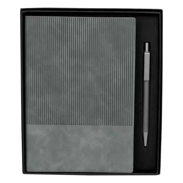 Set ejecutivo SENSE con bolígrafo de aluminio y libreta de poliuretano en caja de regalo negro mate