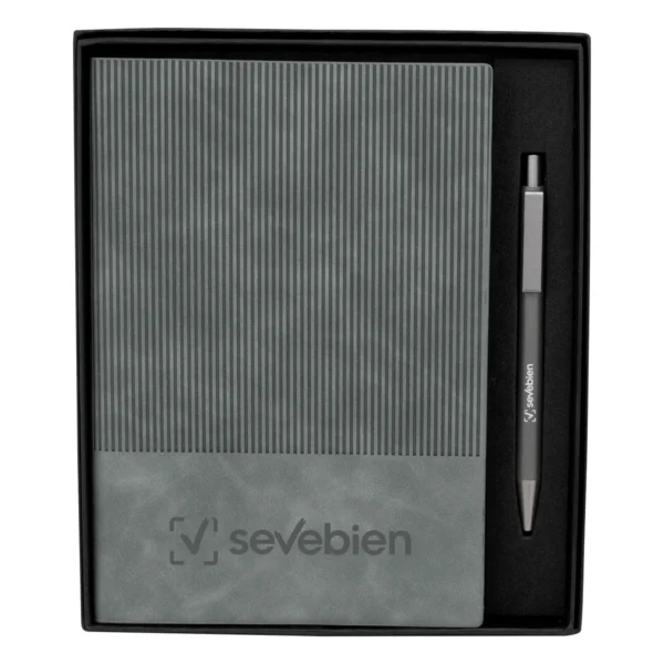 Set ejecutivo SENSE con bolígrafo de aluminio y libreta de poliuretano en caja de regalo negro mate