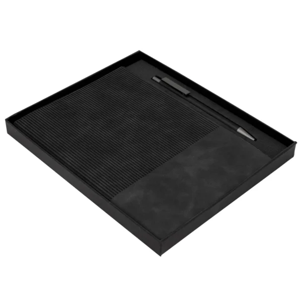 Set ejecutivo SENSE con bolígrafo de aluminio y libreta de poliuretano en caja de regalo negro mate