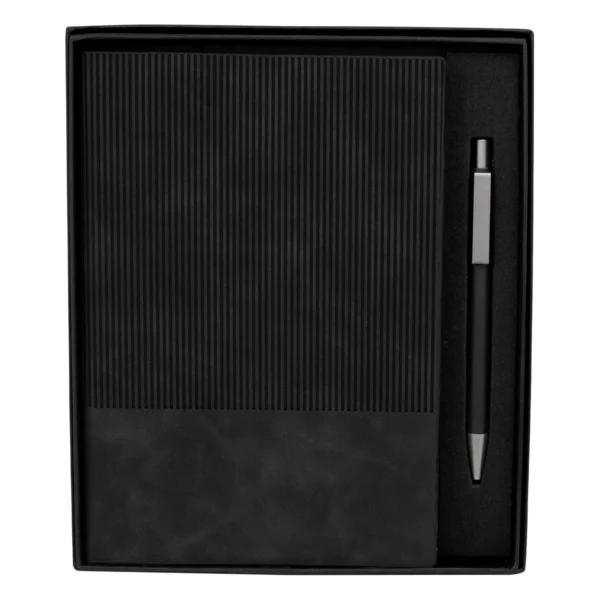 Set ejecutivo SENSE con bolígrafo de aluminio y libreta de poliuretano en caja de regalo negro mate