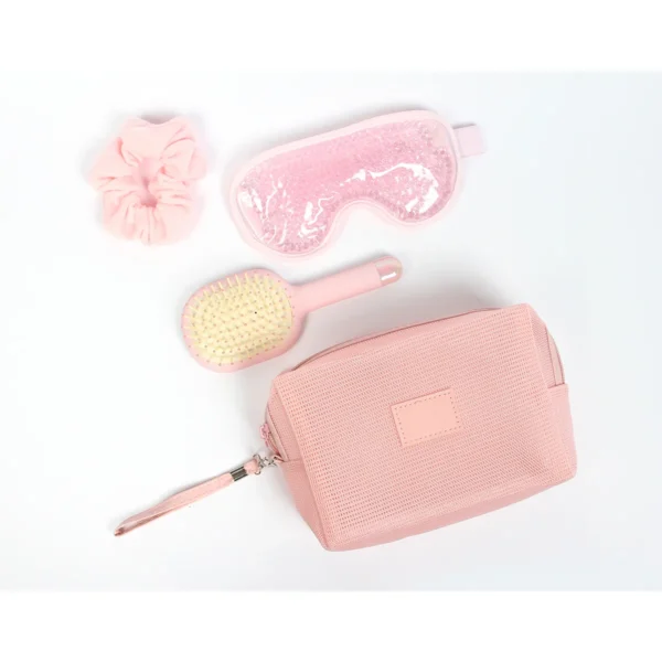 Juego de belleza Khobi con cosmetiquera, cepillo, máscara de ojos con gel y liga para cabello, set completo de cuidado personal