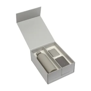 Set ejecutivo Takeo con termo 500 ml, cargador inalámbrico 5000 mAh, libreta, bolígrafo y tarjetero en caja de regalo