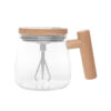 Taza mezcladora TROMBA de vidrio de borosilicato con tapa ABS y botón de silicona, capacidad 400 ml, presentada en caja Kraft, imagen 1