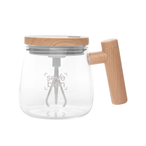 Taza mezcladora TROMBA de vidrio de borosilicato con tapa ABS y botón de silicona, capacidad 400 ml, presentada en caja Kraft, imagen 2