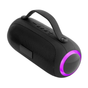 Bocina bluetooth TURBO con malla metálica, iluminación LED multicolor y caja de regalo Kraft para empresas