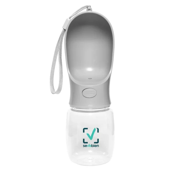 Botella Bebedero PUG de plástico ABS con recipiente bebedero integrado y correa de poliéster, capacidad 350 ml