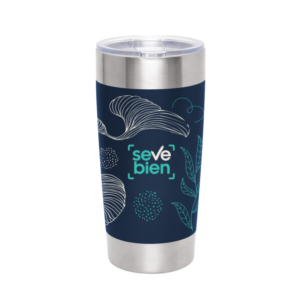 Mug térmico VETRO de doble pared en acero inoxidable 650 ml con acabado mate y tapa transparente