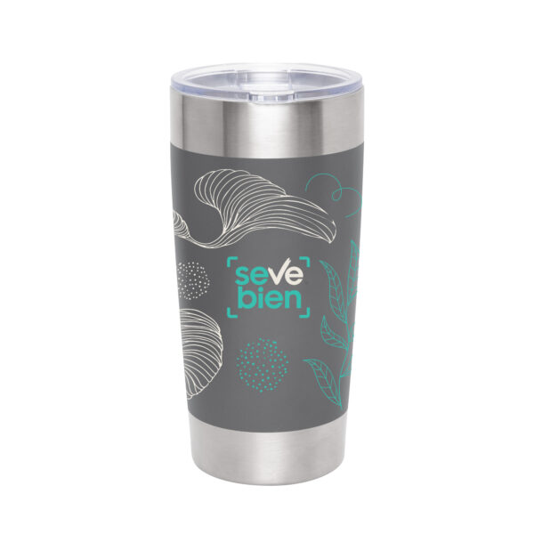 Mug térmico VETRO de doble pared en acero inoxidable 650 ml con acabado mate y tapa transparente