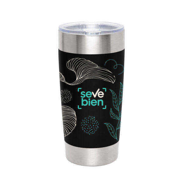 Mug térmico VETRO de doble pared en acero inoxidable 650 ml con acabado mate y tapa transparente