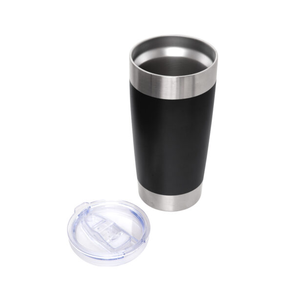 Mug térmico VETRO de doble pared en acero inoxidable 650 ml con acabado mate y tapa transparente