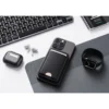 Power Bank Poti cargador inalámbrico plegable con acabado tipo curpiel y tarjetero integrado