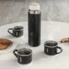 Termo TRITER set de termo y tres tazas de acero inoxidable con acabado mate y caja Kraft