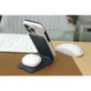 Cargador 3 en 1 Borjomi plegable en curpiel con superficie magnética para celular, base para audífonos y área de c — vista 02