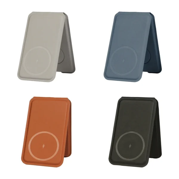 Cargador 3 en 1 Borjomi plegable en curpiel con superficie magnética para celular, base para audífonos y área de c — vista 05