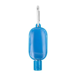 Gel Sanitizante Alyra con gancho metálico tipo carabina en plástico, envase portátil recargable con tapa de cierre — vista 01