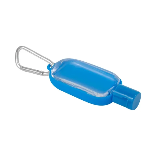 Gel Sanitizante Alyra con gancho metálico tipo carabina en plástico, envase portátil recargable con tapa de cierre — vista 03