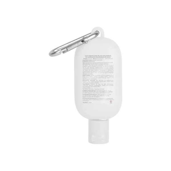 Gel Sanitizante Alyra con gancho metálico tipo carabina en plástico, envase portátil recargable con tapa de cierre — vista 05