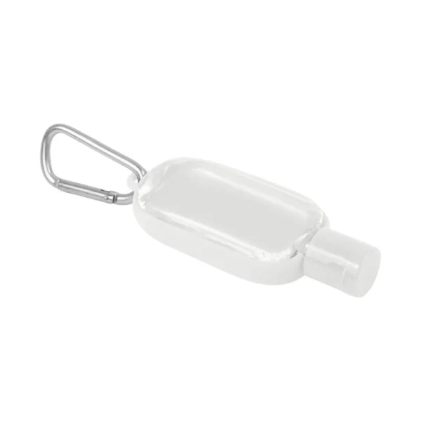 Gel Sanitizante Alyra con gancho metálico tipo carabina en plástico, envase portátil recargable con tapa de cierre — vista 06