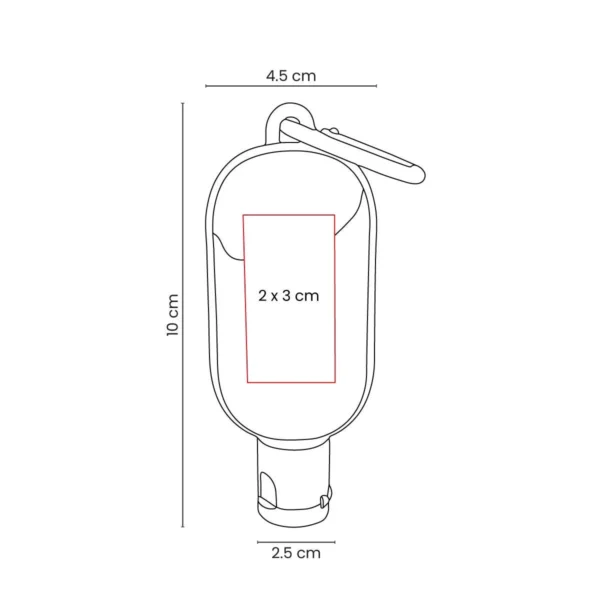Gel Sanitizante Alyra con gancho metálico tipo carabina en plástico, envase portátil recargable con tapa de cierre — vista 11