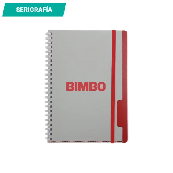 Libreta Tala con cubierta de polipropileno mate, espiral blanda, banda elástica y folder integrado, formato A5 — vista 05