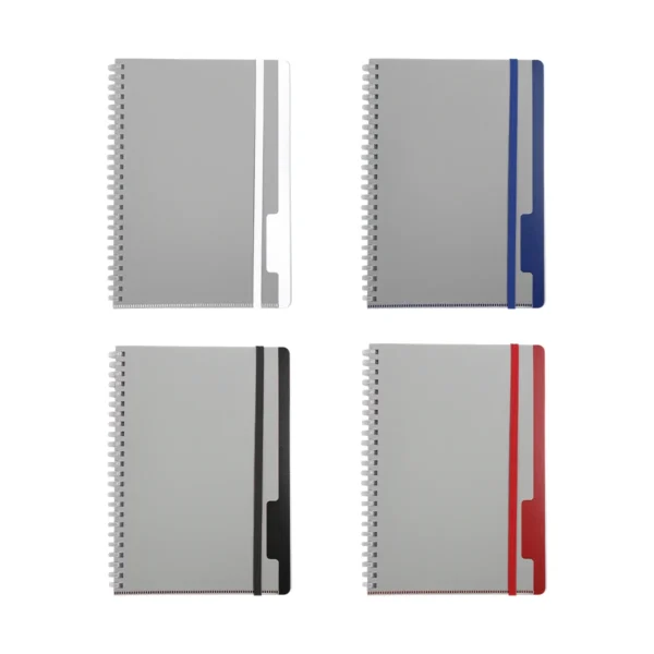 Libreta Tala con cubierta de polipropileno mate, espiral blanda, banda elástica y folder integrado, formato A5 — vista 06