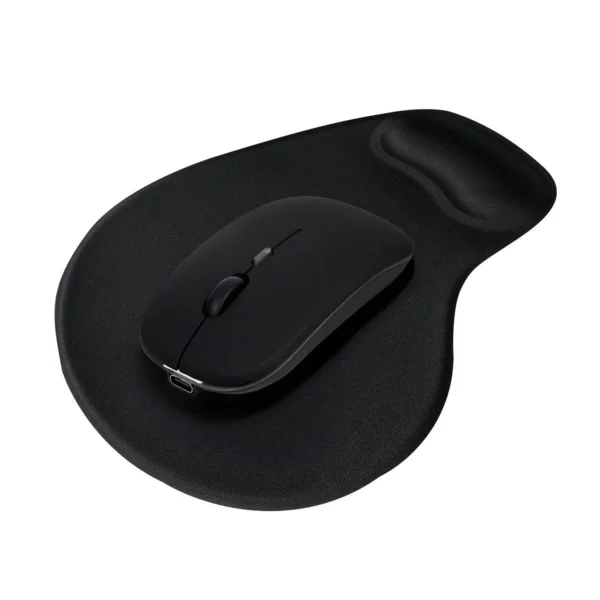 Mouse Pad Loen de 18x21 cm con cojín de gel para muñeca y base antiderrapante, superficie textil en color negro — vista 03
