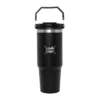 Mug térmico RODAS de doble pared sellado al vacío, 880 ml, acabado powder coat mate con asa metálica y tapa 2 en 1 color Negro, imagen 3