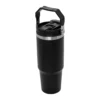 Mug térmico RODAS de doble pared sellado al vacío, 880 ml, acabado powder coat mate con asa metálica y tapa 2 en 1 color Negro, imagen 4