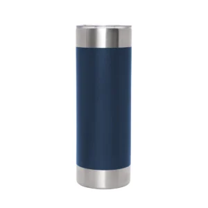 Mug térmico TROVE de 650 ml con doble pared, franja mate central y tapa transparente, presentado en caja Kraft color Blanco, imagen 1