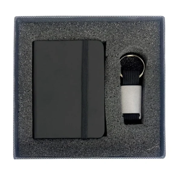 Set Arizona libreta PU con llavero metálico para regalo ejecutivo personalizado con logo empresarial — vista 02