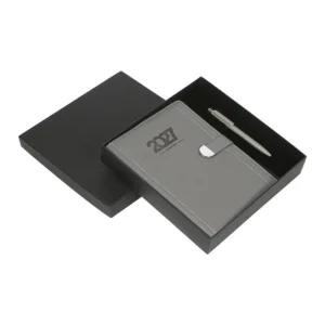 Set de Agenda Premium Bati con bolígrafo y caja de regalo personalizados con logotipo corporativo — vista 01